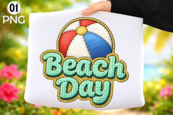 Beach Day PNG Summer Ball Embroidery