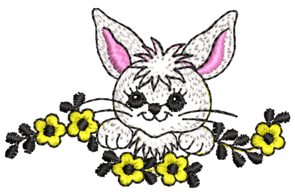 Cute Bunny with Flowers Embroidery: A Seasonal Design for Holiday and Home