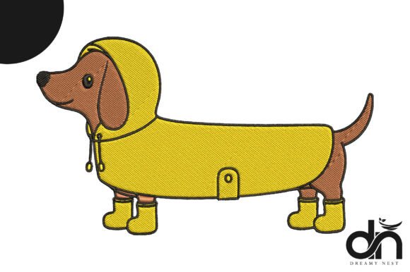 Cute Dachshund Raincoat Embroidery
