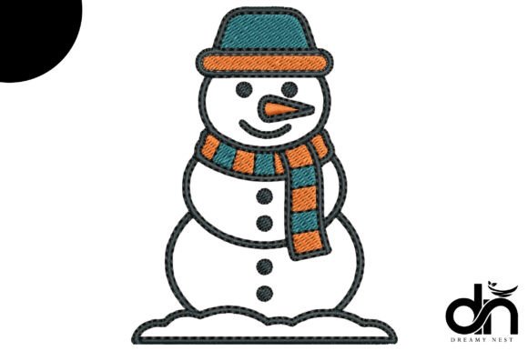 Cute Snowman Winter Embroidery Design