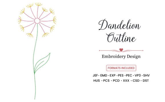 Dandelion Outline Embroidery Design