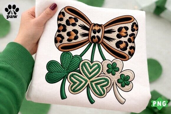 Faux Embroidery Shamrock PNG for Apparel