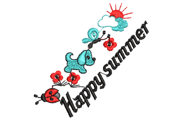 Happy Summer Embroidery Design