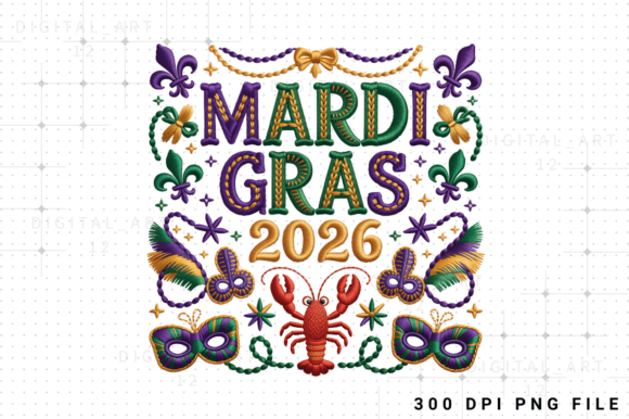 Mardi Gras Embroidery PNG, Mardi Gras