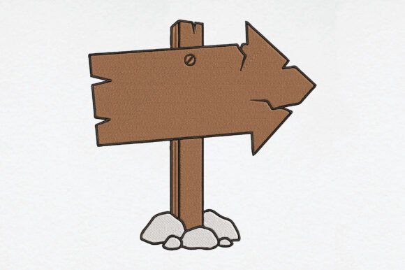 Wooden Signpost Embroidery: A Rustic Outdoor Design for Craft Fair Success